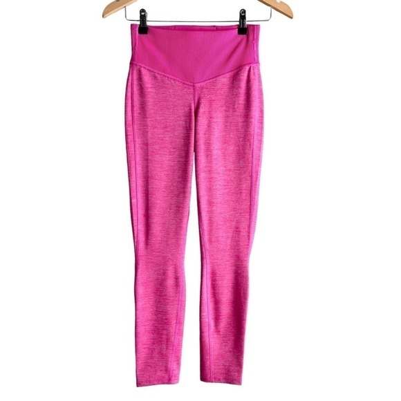 The North Face Fitted‎ High Rise Crop Leggings Ribbed Waistband Heather Pink, S - Picture 1 of 11